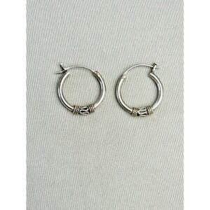 Bali Hoop Earrings Boho Unmarked Metal Jewelry
